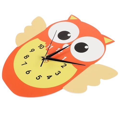 GRIRIW Reloj de Pared Silencioso de Búho de Dibujos Animados para Habitación Infantil Diseño Colgante sin Pilas Decoración Creativa y Tamaño Mediano para Dormitorio y Sala