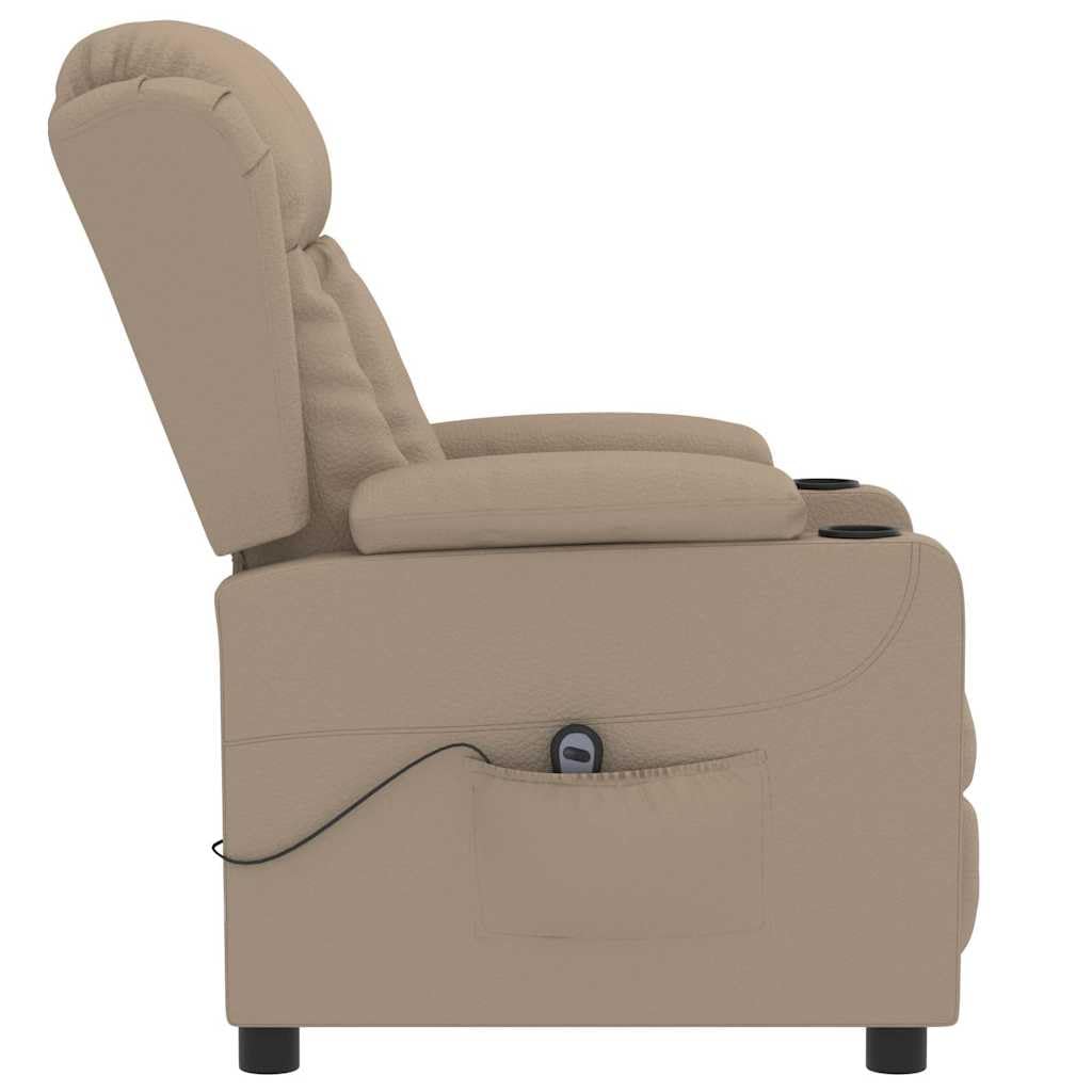 Fauteuil relax électrique en cuir synthétique marron cappuccino avec 3