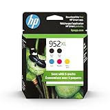 HP Original 952XL Black, Cyan, Magenta, Yellow High-Yield Ink Cartridges (5-Pack) | Works OfficeJet 8702 OfficeJet Pro 7700, 8210, 8700 Series | Eligible for Instant Ink | 6ZA00AN