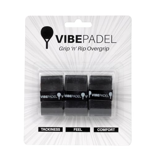 VIBEPADEL | Padel Grip for Tacky Feel | Grip 'n' Rip Padel Overgrip | Padel Racket Grip Tape | Padel, Pickleball, Squash and Badminton Racket Grip Tape | Padel Accessories and Padel Gifts | 3 Pack