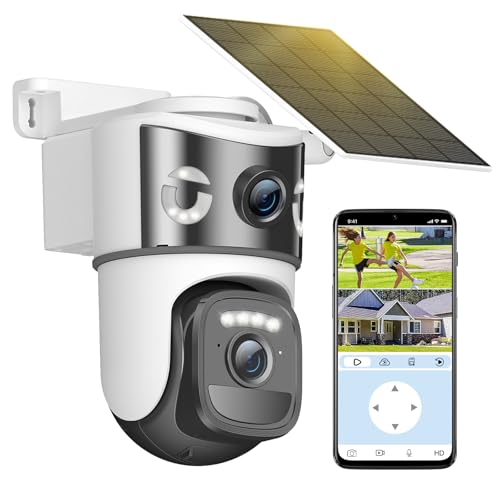 4K Solar Security Cameras Wireless Outdoor, 5G/2.4G Cameras for Home Security With Dual Lens,...