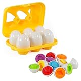 The Magic Toy Shop Matching Eggs Toy 6Pcs - Colour and Shape Sorter - Educational Baby Puzzles, Fine Motor Skills Toy, Sensory Learning - Easter Gifts for Toddlers and Babies 18 Months and Up