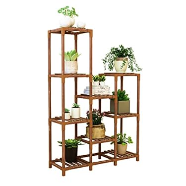 AMAZON - BOPUROY Plant Stand Indoor Outdoor – 9 Tier Large Wood Plants Shelf Holder Flower Stands – Corner Vertical Shelves Organizer for Garden Patio Lawn Balcony Living Room