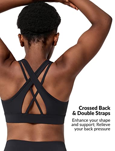 Yvette High Impact Sports Bras For Women Criss Cross Back Zip Front Sports Bra For Large Bust Black #TOP3