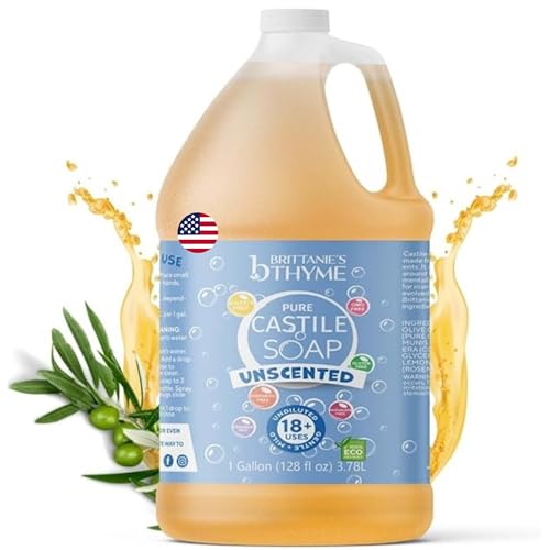 Image of Brittanie's Pure Organic Castile Liquid Olive Oil Soap Refill, 1 Gallon | Face, Body Wash, Dishes, Pets & Laundry | Vegan & Gluten Free Non-GMO
