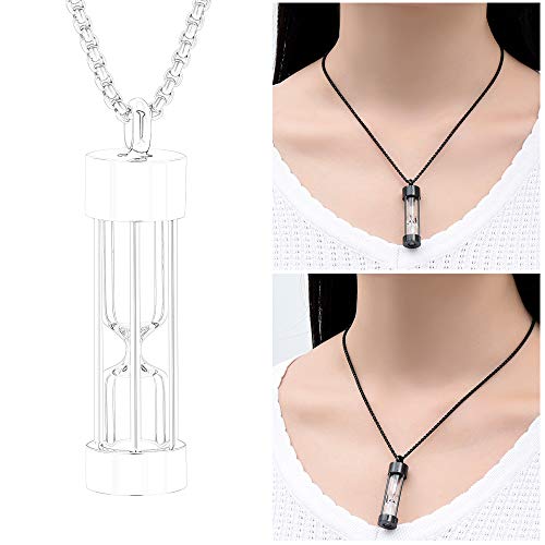 Oinsi Eternity Memory Hourglass Urn Necklace Cremation Jewelry Pendants For Women Men +Gift Box+Fill Kits (Black) #TOP4
