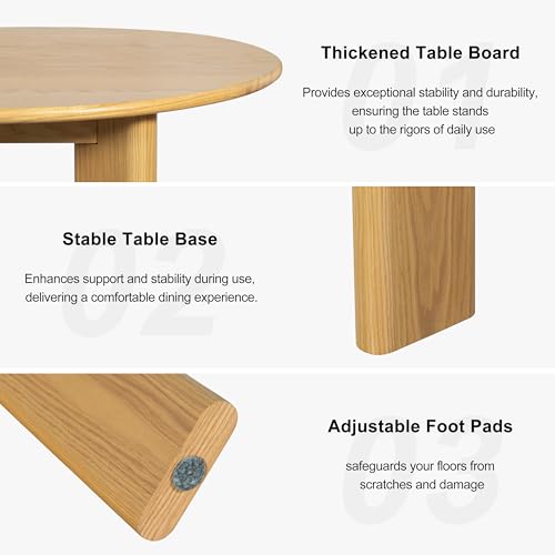 Image of Casaphoria 67 inch Farmhouse Dining Table for 6，Wood Oval Living Room Table, Modern Kitchen Table with Sturdy Base & Thickened Tabletop, Easy to Assembly & Clean, Oak