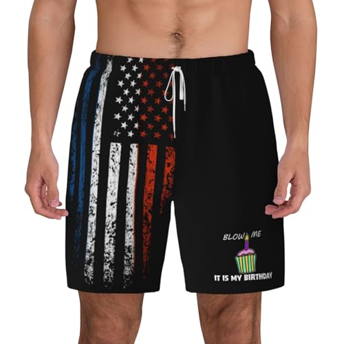 Blow Me It is My Birthday Personality Cute Mens Swim Shorts Trunks with Compression Liner and Pocket Swimwear-A7