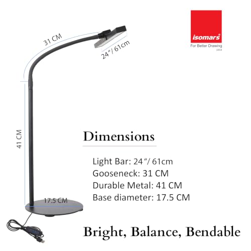 Image of Isomars LED Desk lamp for Computer Monitor and Laptop, Eye Friendly Study lamp, 3 Color Modes & 10 Step Brightness, Perfect for Reading, Study & Workbench 24 Inch (Black)