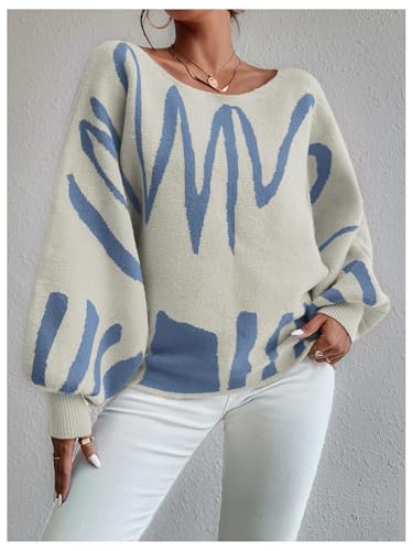 Verdusa Women's Off The Shoulder Sweater Oversized Long Lantern Sleeve Pullovers Fall Outfits 2025 Knit Tops3