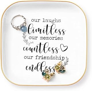 Titanape Friendship Gifts for Women, Best Friend Ring Trinket Dish "Our laughs limitless, our memories countless, our friendship endless "Unique Gift for Female Friend Birthday Wedding Christmas Gifts