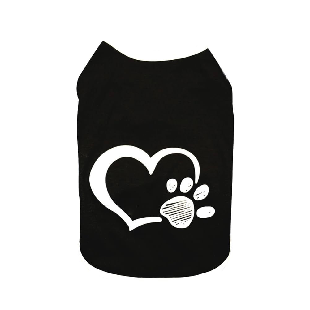 INOOMP Dog Vest Comfortable Pet Clothes Lightweight Sleeveless Tunic with Heart Footprint Pattern for Small Dogs Spring Summer Outdoor Activities - Image 2