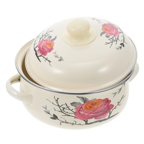 Hemobllo Enamel Soup Pot Household Cooking Pot for Stews and Soups Lidded Saucepan with Conduction and Easy to Clean for Home Cooking and Meal Prep