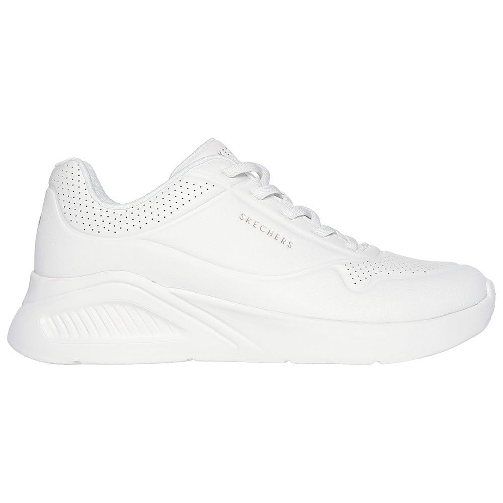 Skechers Women's Uno Lite Lite Work Sneaker, White Duraleather, 3 UK