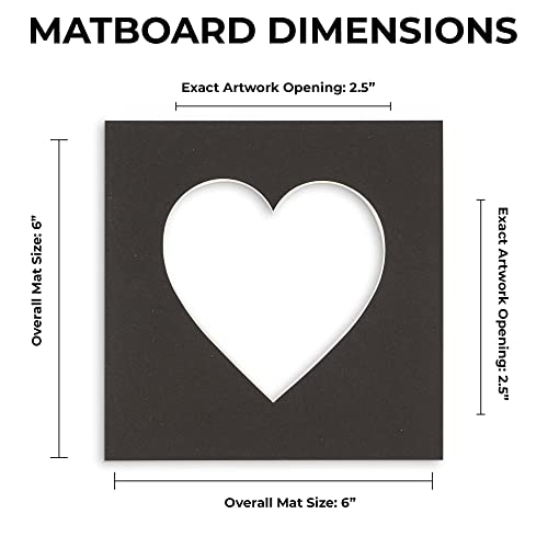 6x6 Mat Bevel Cut for 3x3 Photos - Precut Aquamarine Blue Heart Shaped Photo Mat Board Opening - Acid Free Matte to Protect Your Pictures - Bevel Cut for Family Photos, Pack of 1 Matboard Show Kit