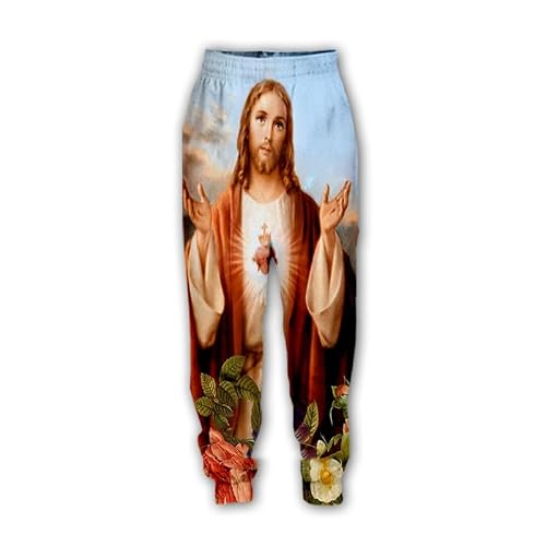 Namufeitrade Men's # 6 Jesus 3D Printing Joggers Sweatpants With Pockets Hip Hop Casual Sweatpants Tracksuit Bottom With Drawstring
