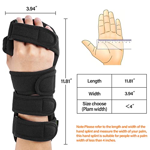 Hoomtree Stroke Resting Hand Splint Right&Left Resting Hand Splint With Finger Separator Functional Night Immobilizer Wrist Finger Brace For Carpel Tunnel Pain,Sprain Fracture,Tendonitis (Left,Black) #TOP3
