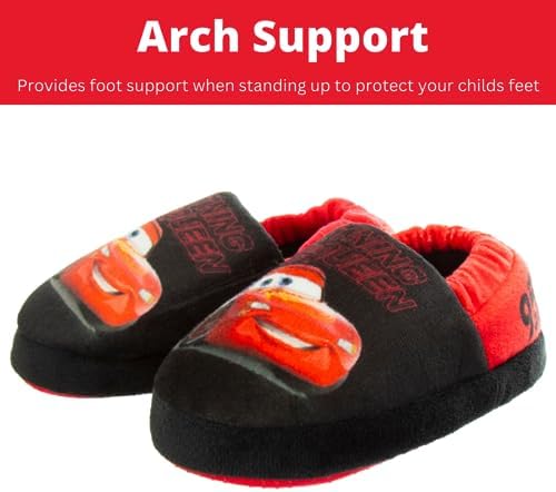 Disney Boys' Pixar Cars Slippers - Plush Lightning McQueen Slippers (Toddler/Boy), Size 11-12 Little Kid, Red And Black | Image 2