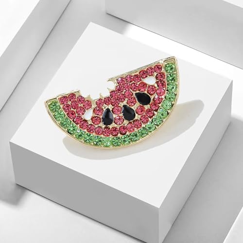 Image of Crystal Fruit Brooch for Women Men Colorful Rhinestones Lapel Pin Beautiful Watermelon Brooches Jewelry for Dresses Hat Bag