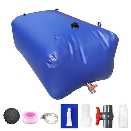 Vessie de stockage d'eau en PVC bleu avec couvercle, ruban, pince, adhésif, valve et tuyau en tailles 50L, 110L, 200L, 400L