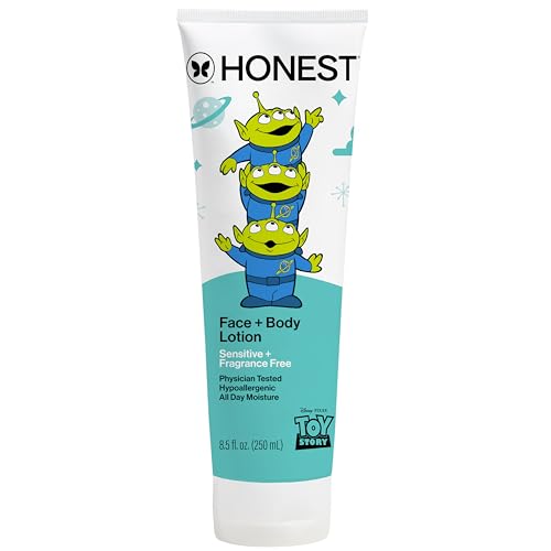 Image of The Honest Company Moisturizing Face + Body Lotion, Fast Absorbing, Dermatologist Tested, Hypoallergenic, Disney and Pixar's Toy Story, Sensitive Fragrance Free