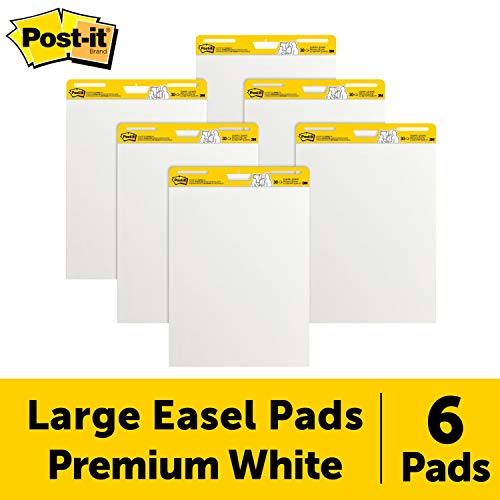 Post-It Super Sticky Easel Pad, 25 X 30 Inches, 30 Sheets/Pad, 6 Pads, Large White Premium Self Stick Flip Chart Paper, Super Sticking Power (559Vad6Pk) #TOP1