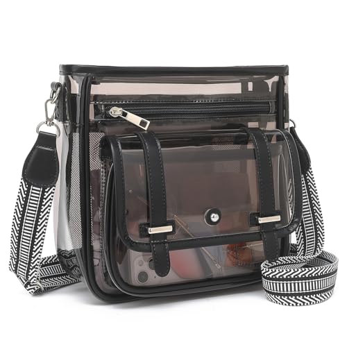 Clear Purse, PVC Clear Crossbody Bags for Women Heavy Duty Transparent Bag for Stadium Events See Through Concert Bag