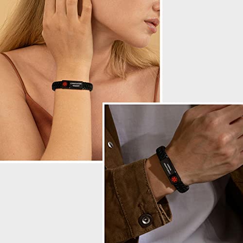 Hisatan Free Custom Engraving Emergency Medical Alert ID Cuff Bracelet for Men Women3