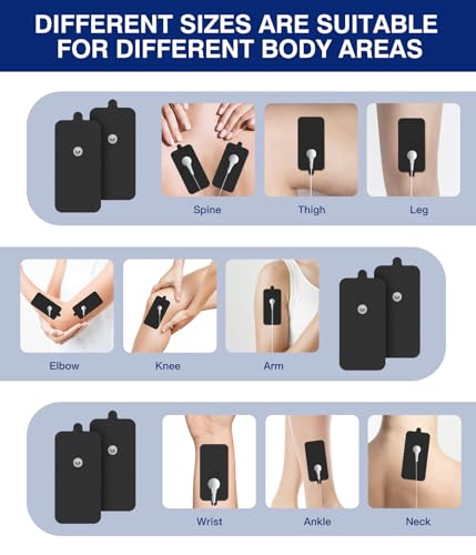 Image of 20 Pack Large TENS Unit Electrodes Pads,Upgraded Self-Adhesive Latex-Free Non-Irritating TENS Electrode Patches with Standard 3.5mm Snap-on Connector, Compatible with Belifu,Brilnurse, Black