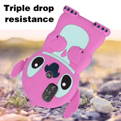 Lupct Pink Silicone Case For Motorola Moto G Pure/Power 2022 3D Cartoon Animal Cute Funny Soft Cases Kawaii Character Cover, Fun Cool Shell For Kids Teens Girls Boys For Moto G Pure/Power 2022 #TOP3