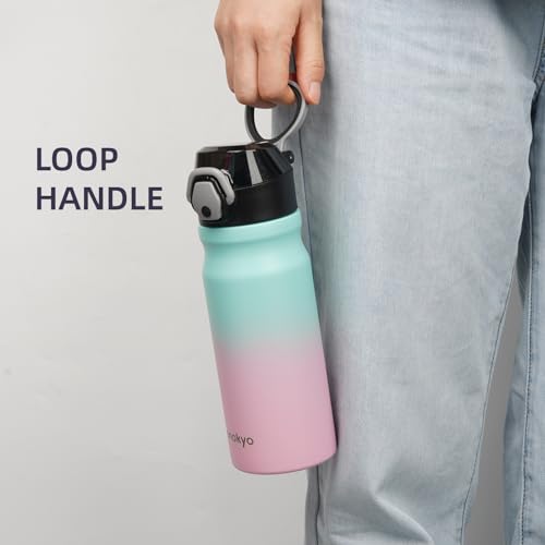 Image of Konokyo 18 oz Insulated Stainless Steel Sports Water Bottle with Straw Lid