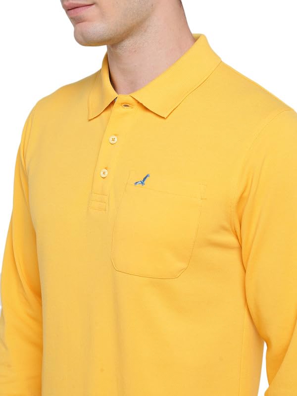 Image of AMERICAN CREW Men's Cotton-Poly Regular Full Sleeve Polo T-Shirt with Pocket