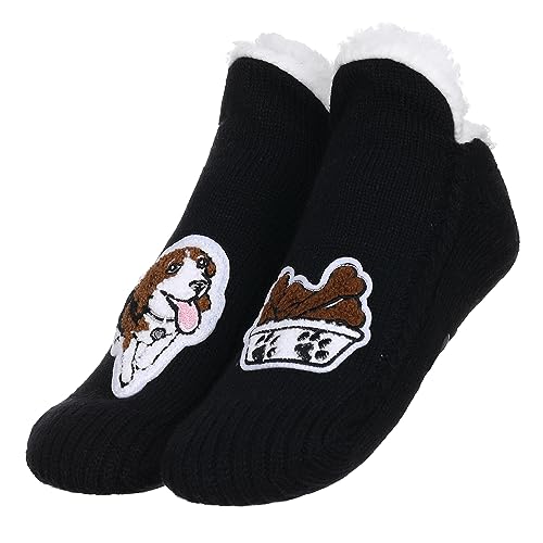 Image of ZYZX Cute Dog Slipper Socks for Women with Grips,Fuzzy Socks Indoor