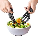 Salad Hands 2 Pack Plastic Salad Mixer Salad Servers Salad Claw for Tossing and Serving Salad, Pasta, Buffets, Fruit Humanized Design Curved Handle Food Mixing Tools Kitchen Gadget (Black)