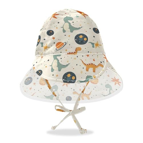 Childish Cartoon Dino Planets Toddlers Beach Hats Baby Boys' Hats Toddler Girl UPF 50 Large Brim Traveling Swim