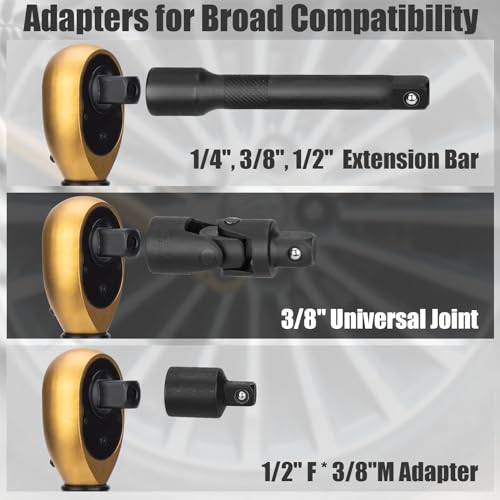 1/4 3/8 1/2-inch Drive Click Torque Wrench, 8Pcs Torque Wrench Set 10-230in.lb, 5-50ft.lb, 10-180ft.lb with Adapters, ±3% Accuracy, 72-Tooth Dual Scale Torque Wrenches for Bike, Moto, Car Repair