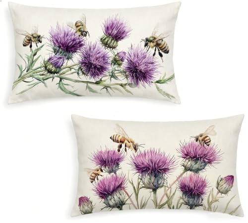 Genérico Fundas Cojines 40x80 Blanco Juego de 2 Fundas de Cojines Flor Lino Cojines Rectangular Decorativos con Cremallera Oculta para Cama Decoración Sofás Sala de Estar Dormitorio Exterior -1536