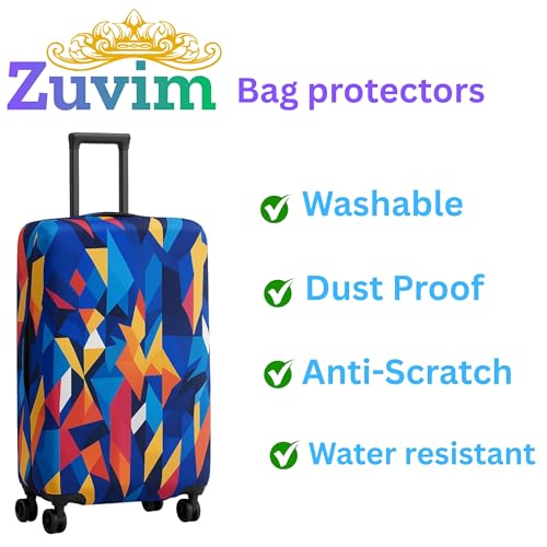 Image of Luggage Cover Trolley Covers for Suitcase Washable Dust Proof Anti-Scratch Protector Polyester Printed Stretchable Fabric (Fits Fiber /Plastic Trolley Bags Only) (Rainbow, 20 Inch)