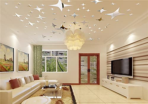 Horbous (43 Pack) 3D Home Office Shinning Ceiling Background Wall Star Wall Stickers Wall Decals Decoration Gold/ Silver (Gold) #TOP3