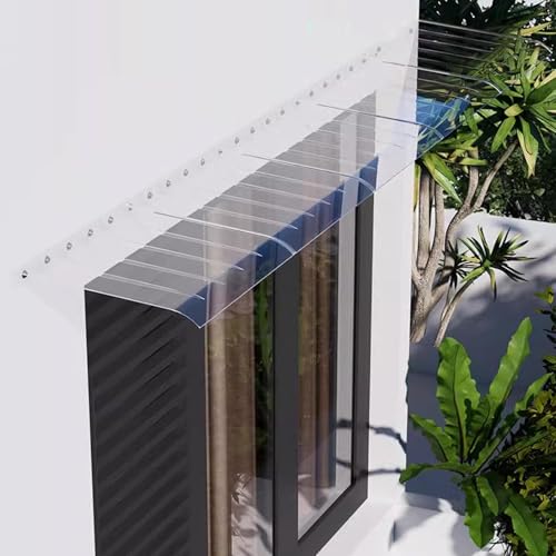 Outdoor Entryway Canopy - Thick Transparent Polycarbonate Awning for & Doors UV Protection Rain & Snow Resistant Facade Cover (60x180cm/24x71)