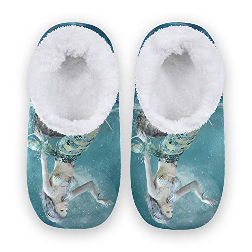 TropicalLife JNlover Fantasy Ocean Animal Mermaid - Pantuflas para casa con parte trasera...