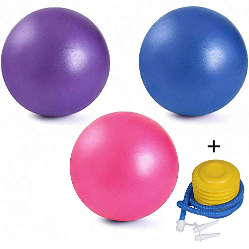 3 Pack Mini Exercise Balls with Air Pump, 9-10 Inch Professional Grade Anti