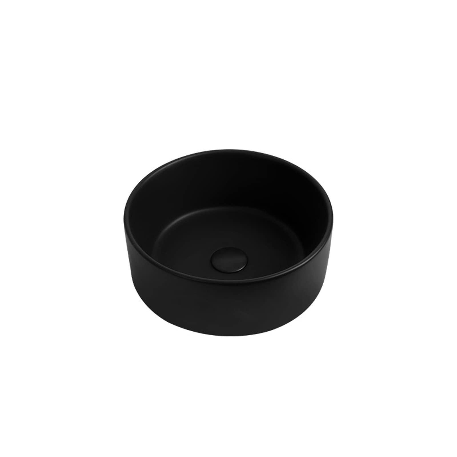 Aioneer Round Bathroom Vessel Sink, 15.8"X15.8"X4.7" Ceramic Bathroom Sink,Above Counter Ceramic Porcelain Vanity Sink With Black Bathroom Faucets,Modern Bathroom Sinks,Art Basin-Black