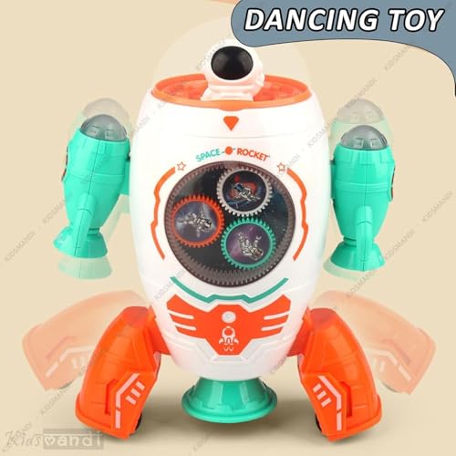 Image of Kids Mandi Space Rocket Musical Toy | Rotating Rocket with LED Lights & Music | Interactive Learning Toy