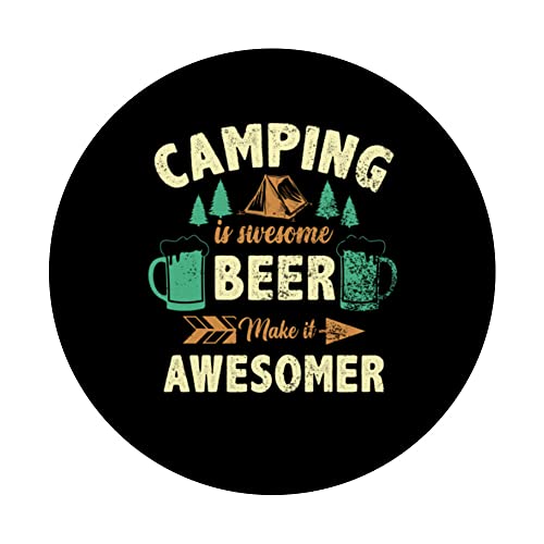 Camping & Vintage Hiking I Camping Drinking I Retro Camper PopSockets Swappable PopGrip, Black - Image 3
