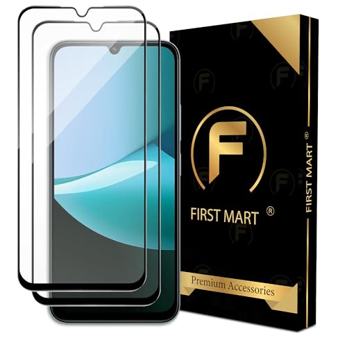 Image of FIRST MART Military-Grade Gorilla Tempered Glass Compatible For Redmi 15C (6.9 Inch) With Edge To Edge Screen Coverage and Easy Installation Kit | Black, Pack of 2
