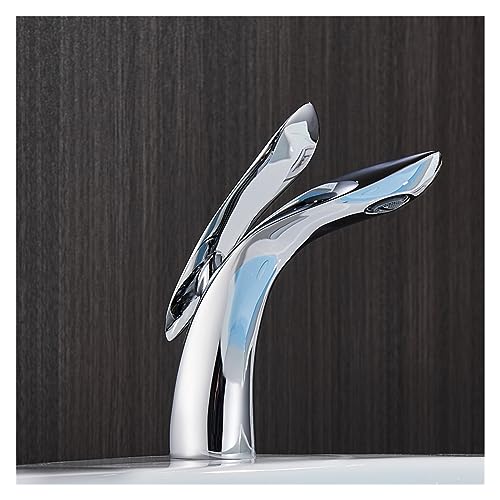 Grifo de lavabo cascada sin salpicaduras mezclador monomando oro rosa 5