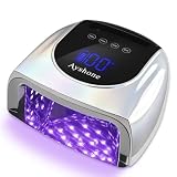 Ayshone Professional Rechargeable 96W UV LED Nail Lamp, Cordless UV Light for Nails with Removable Stainless Steel Bottom, 4 Timer Settings and Smart Sensor for Salon or Home, Plating Silver