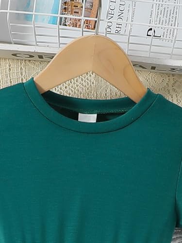 Toddler Baby Girls Green Short Sleeve Pleated Skirt Kids Summer Long Dress Maxi Skirt with Nipped Waist Wide Swing4