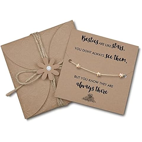 Swanky Crafts Bestie Gifts for Women - Bestie Bracelets, Bestie Bracelets, Gifts for My Bestie, Besties Gifts for Women - 18ct Gold Plated Star Bracelet With Birthday Card Cover